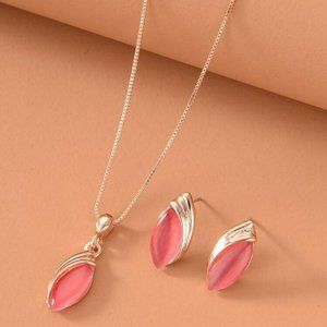 Opal Decor Necklace & Stud Earrings